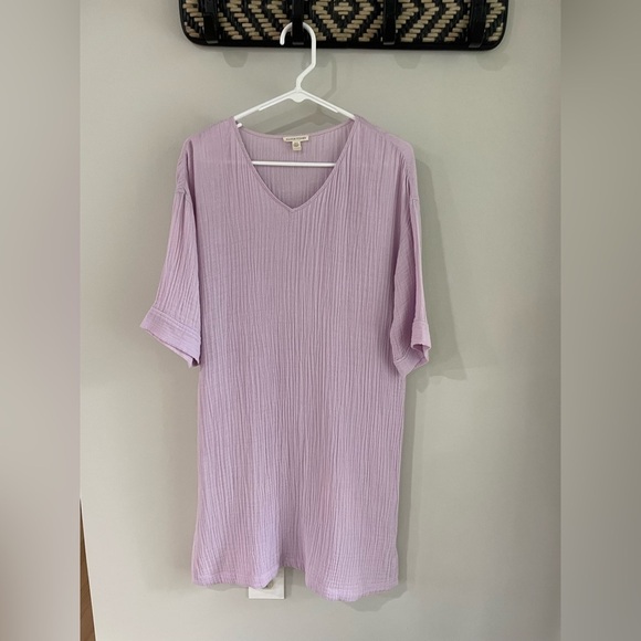Eileen Fisher Organic Cotton Gauze Dress - Light Purple (Malow) - Extra Small XS - Picture 9 of 16